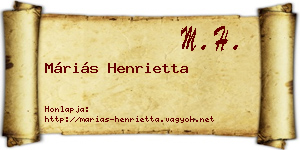 Máriás Henrietta névjegykártya
